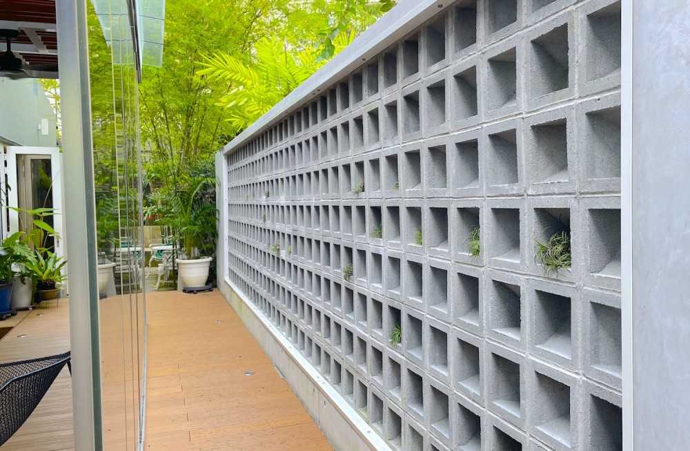 Transitional Outdoor with Wood Flooring and Trellis