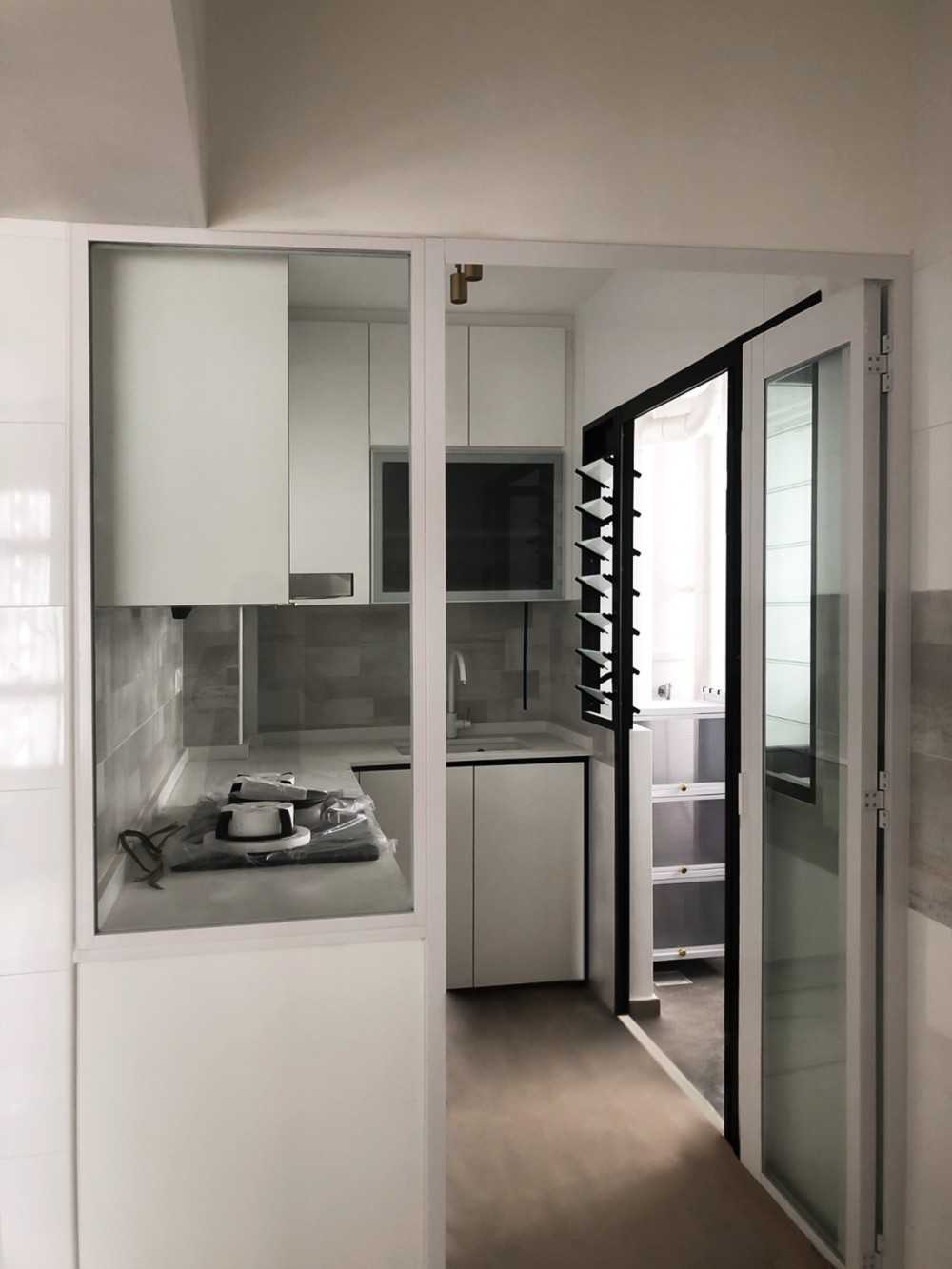 Scandinavian Kitchen with Kitchen Window and Kitchen Backsplash