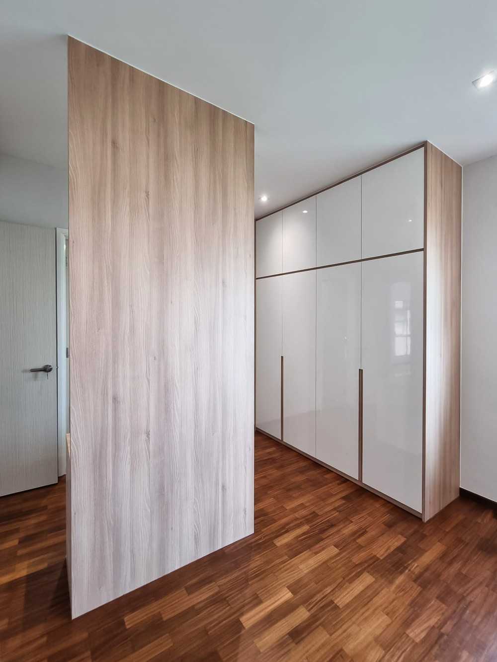 Scandinavian Bedroom with Wardrobe and Paintings