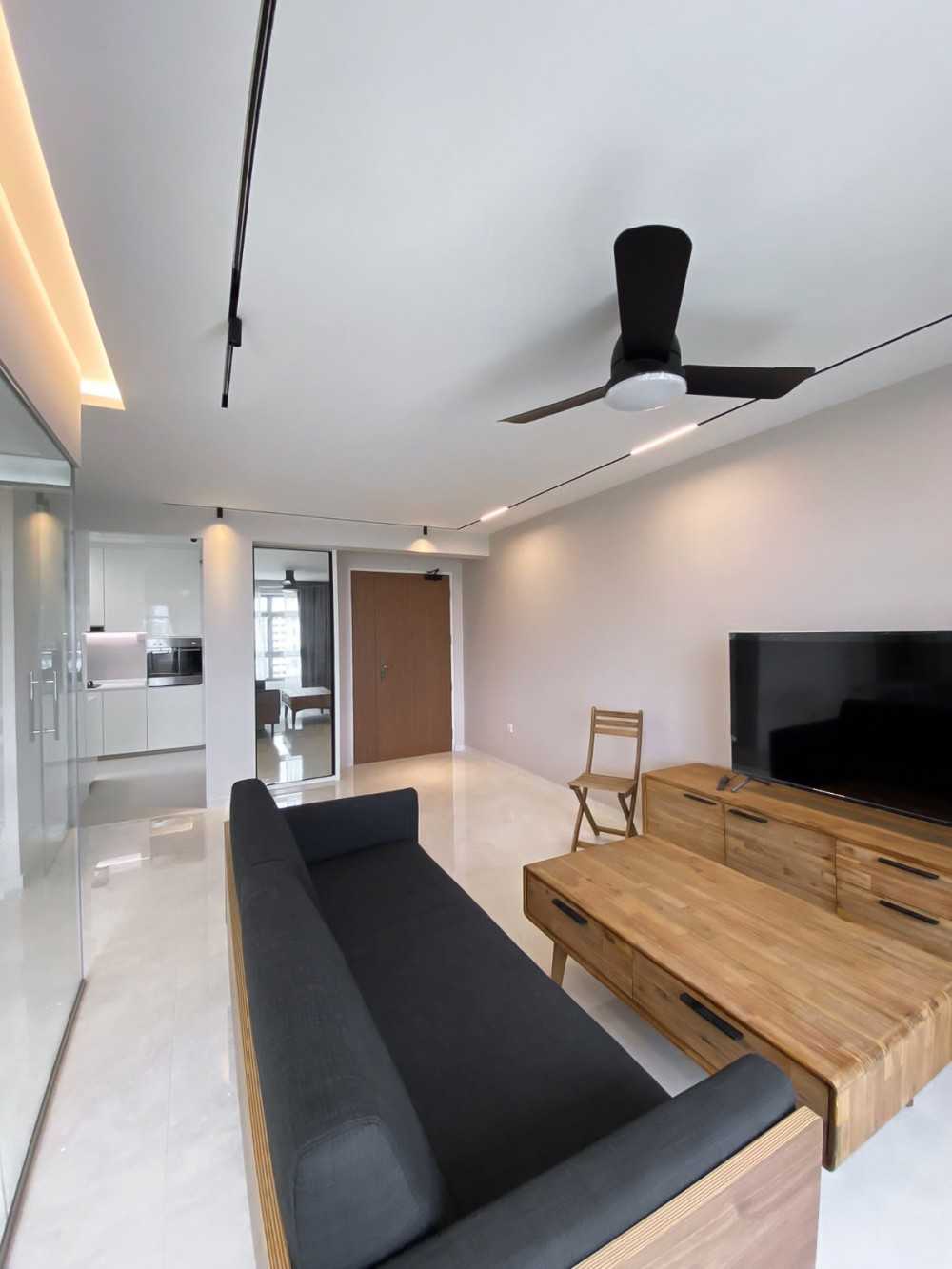 Scandinavian Living Room with TV Console and Sofa