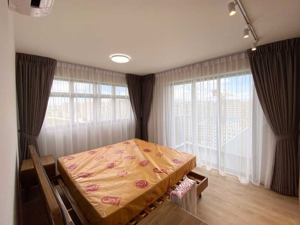 Scandinavian Bedroom with Window Grille and Bedside Table