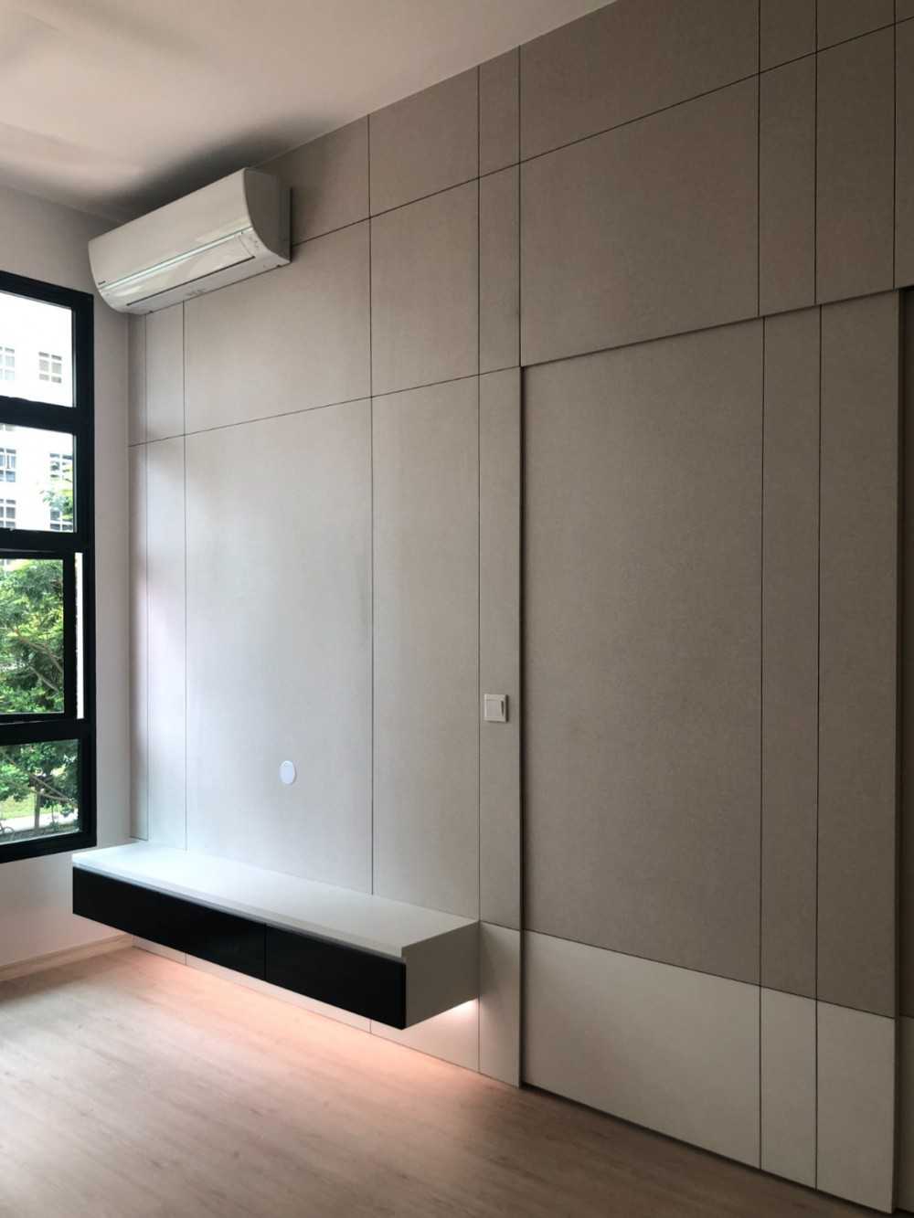 Scandinavian Living Room with TV Console and Feature Wall