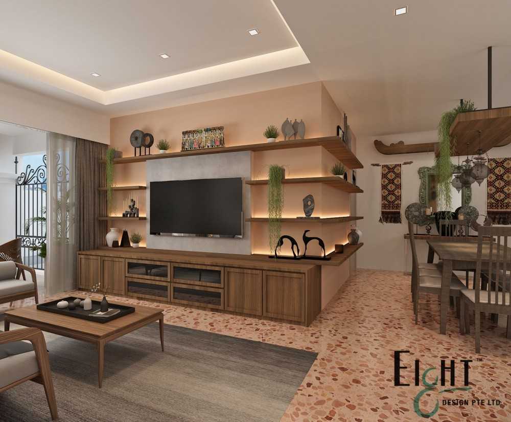 Vintage Living Room with Bookshelf and Herringbone Tiling