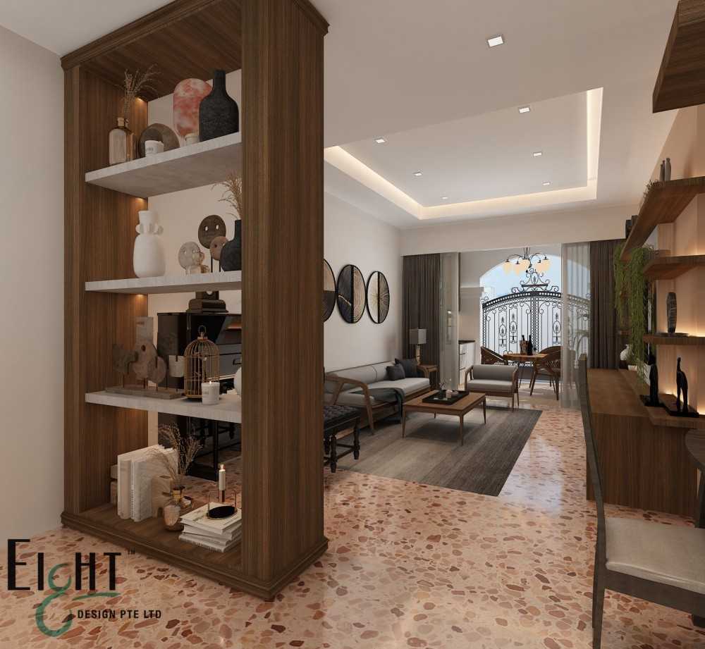 Vintage Foyer with Artwork and Wall Shelves