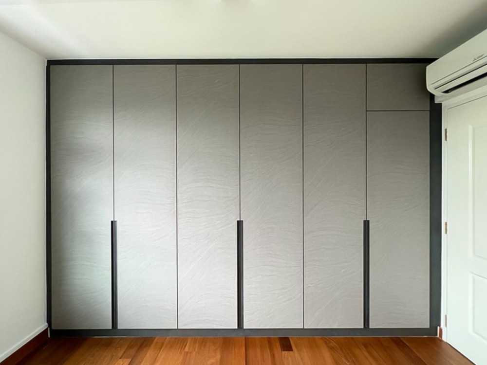 Scandinavian Bedroom with Wardrobe and Paintings