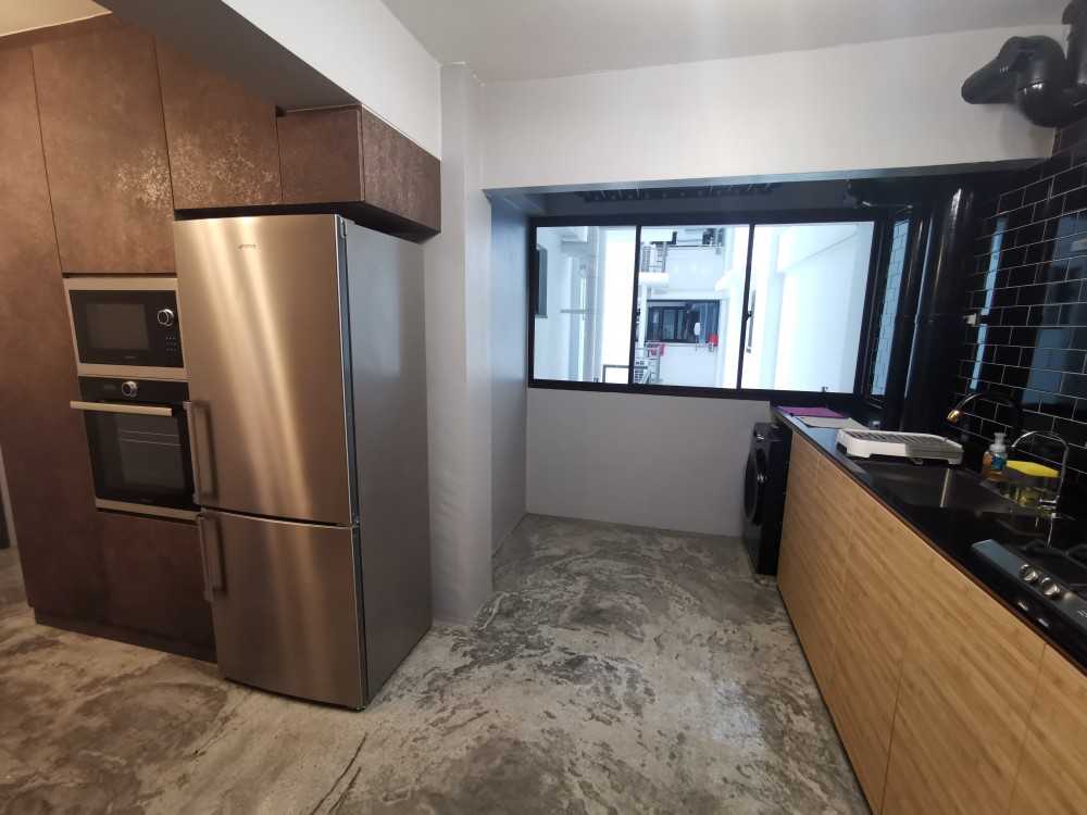 Industrial Kitchen with Cement Floor and Flooring
