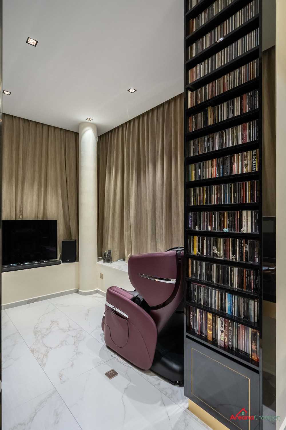 Modern Home Office with Bookshelf and Desk Chairs