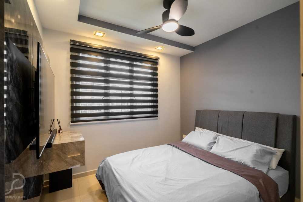 Modern Bedroom with Platform Bed and Wood Flooring