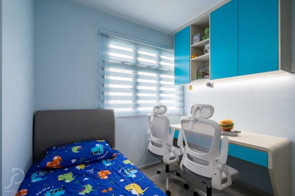 Modern Bedroom with Bookshelf and Wardrobe