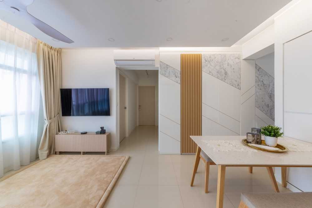 Minimalist Living Room with TV Console and Feature Wall