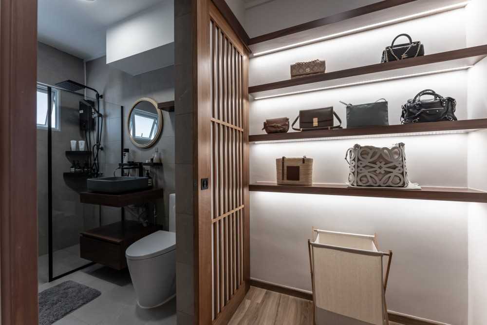 Scandinavian Bedroom with Bookshelf and Vinyl Flooring