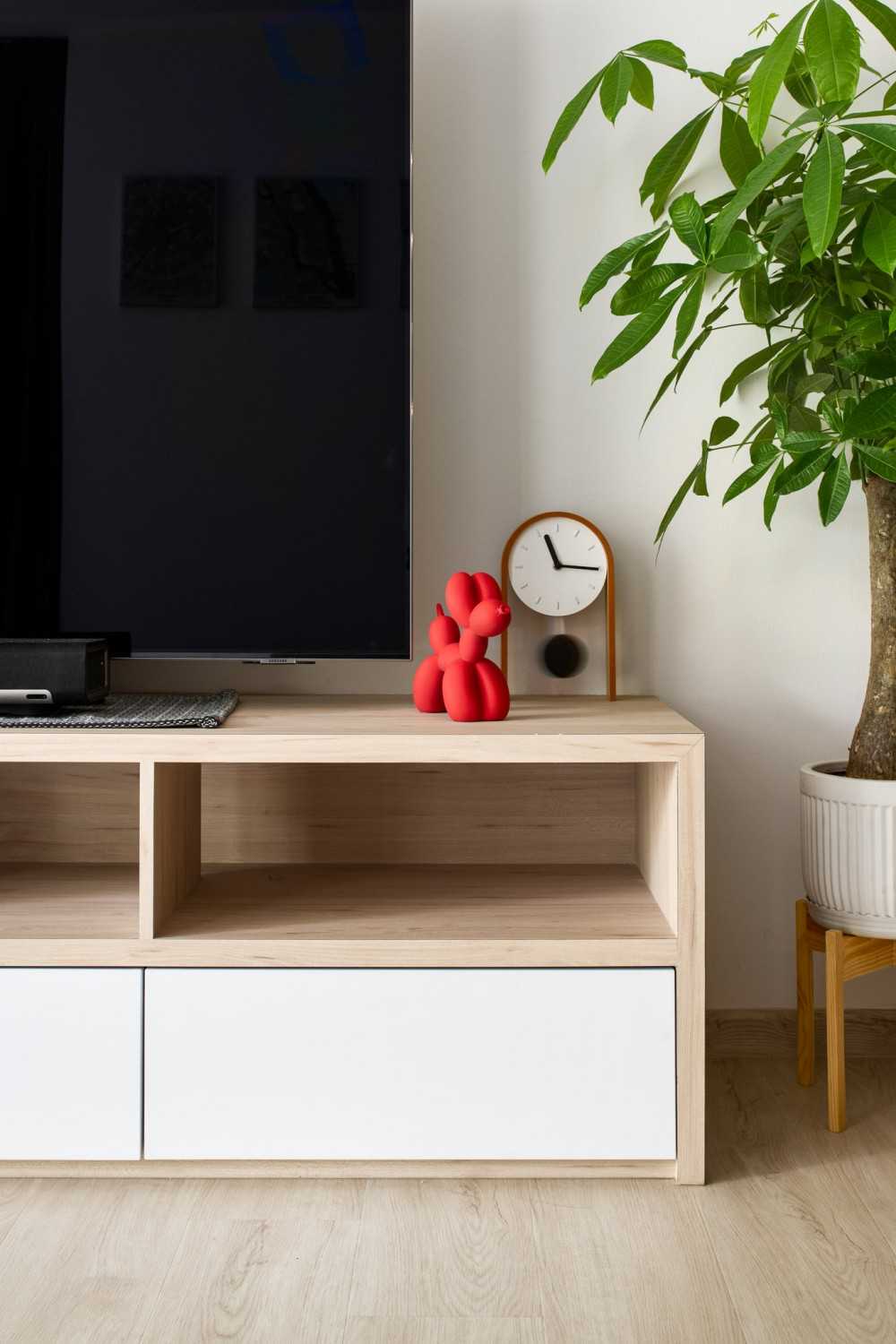 Contemporary Living Room with Vinyl Flooring and TV Console