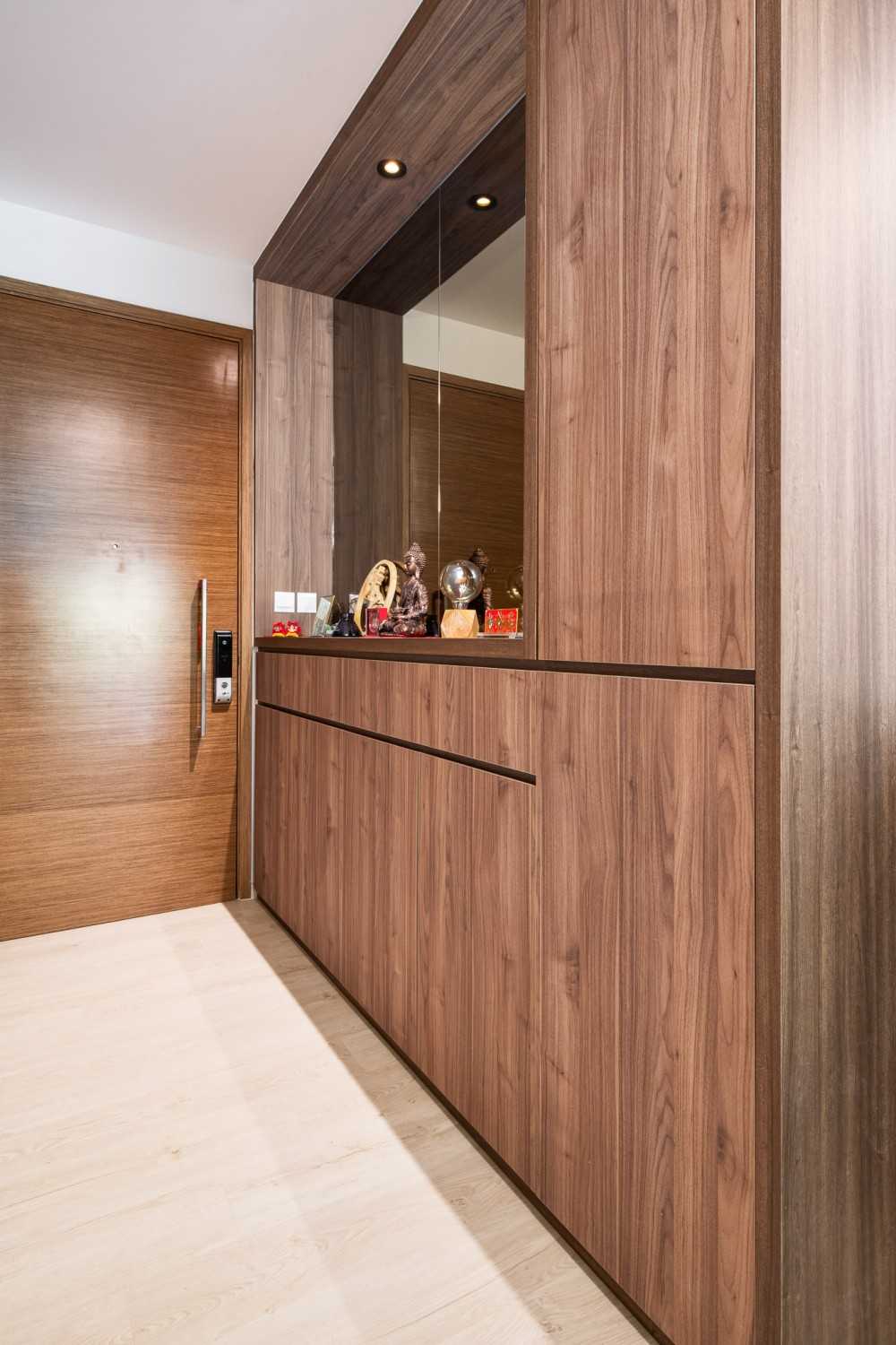 Contemporary Entryway with Seating Bench and Shoe Rack