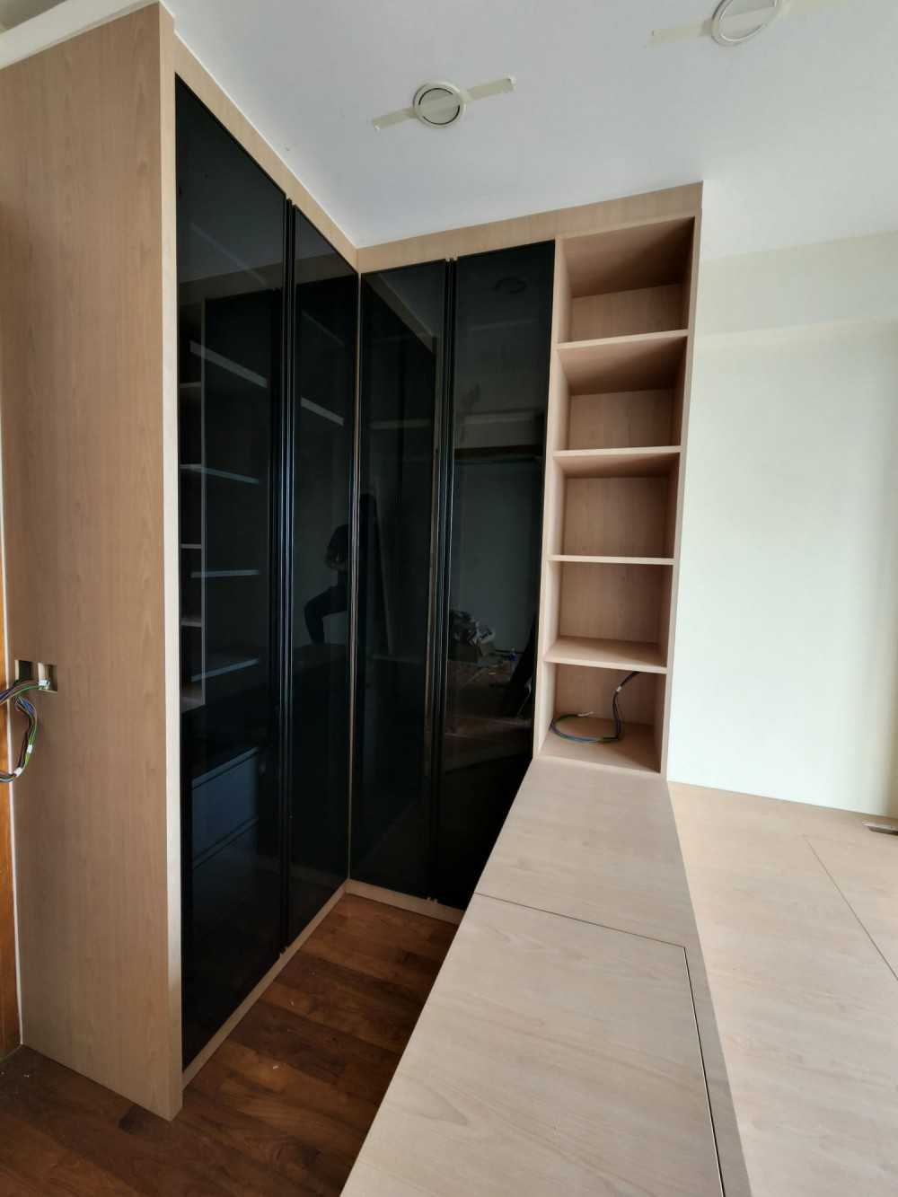 Modern Bedroom with Bookshelf and Platform Bed