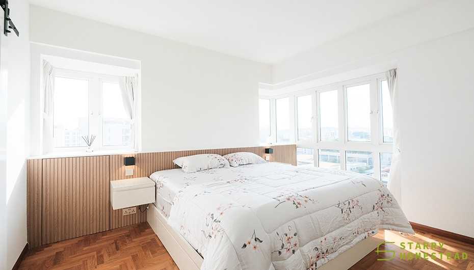 Modern Bedroom with Flooring and Bed