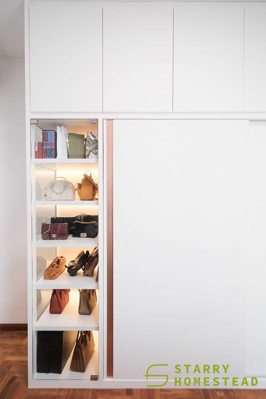 Modern Bedroom with Wardrobe and Display Cabinets