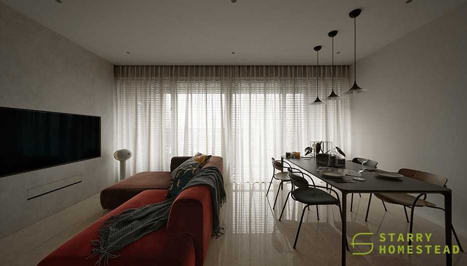 Modern Living Room with Feature Wall and Drop Light