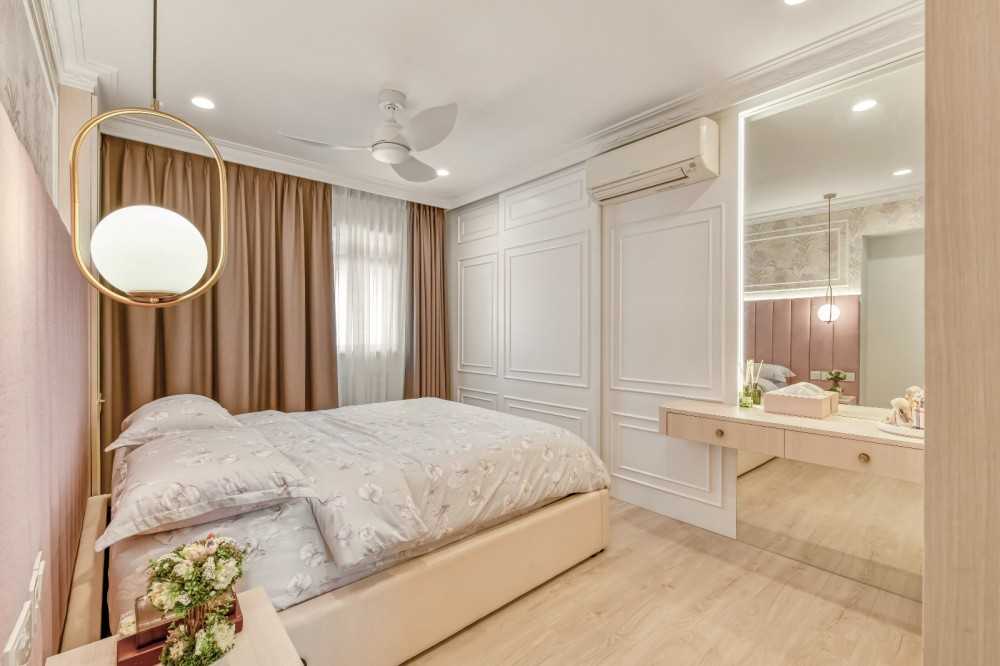 Transitional Bedroom with Wood Flooring and Cove Lighting