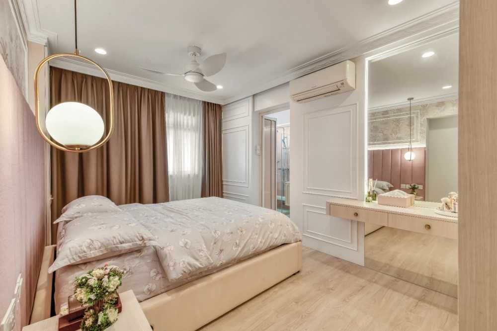 Transitional Bedroom with Roller Blinds and Bedroom Dresser