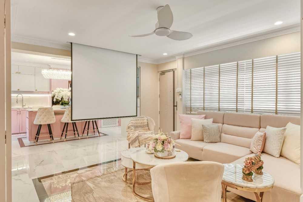 Transitional Living Room with Wood Flooring and TV Console