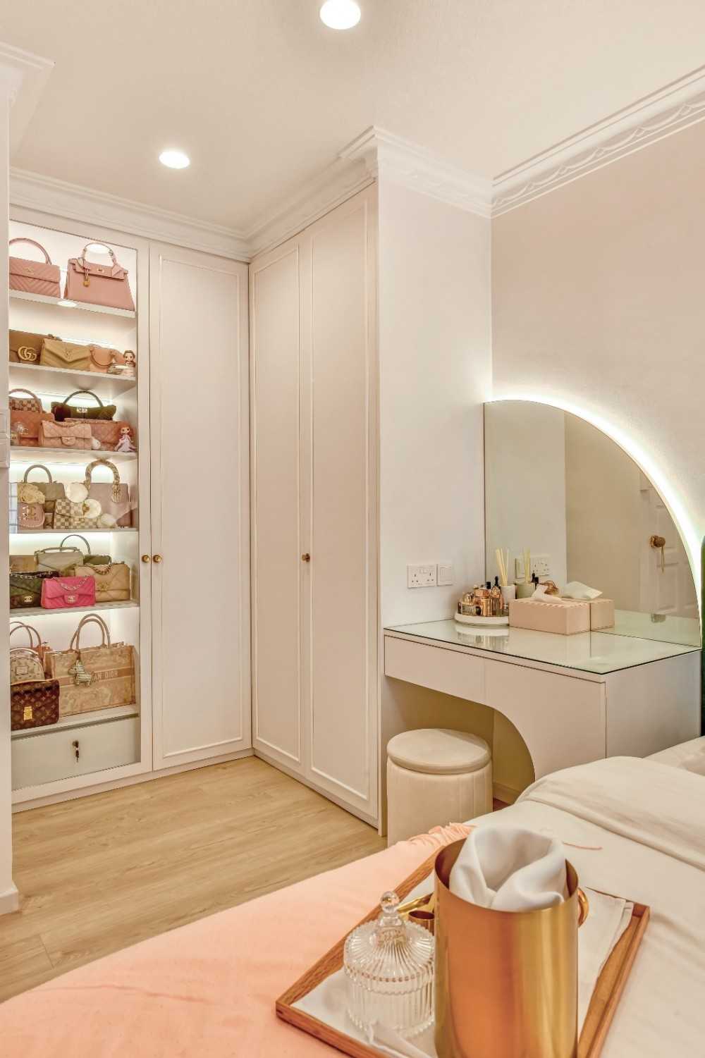 Transitional Bedroom with Wood Flooring and Wardrobe