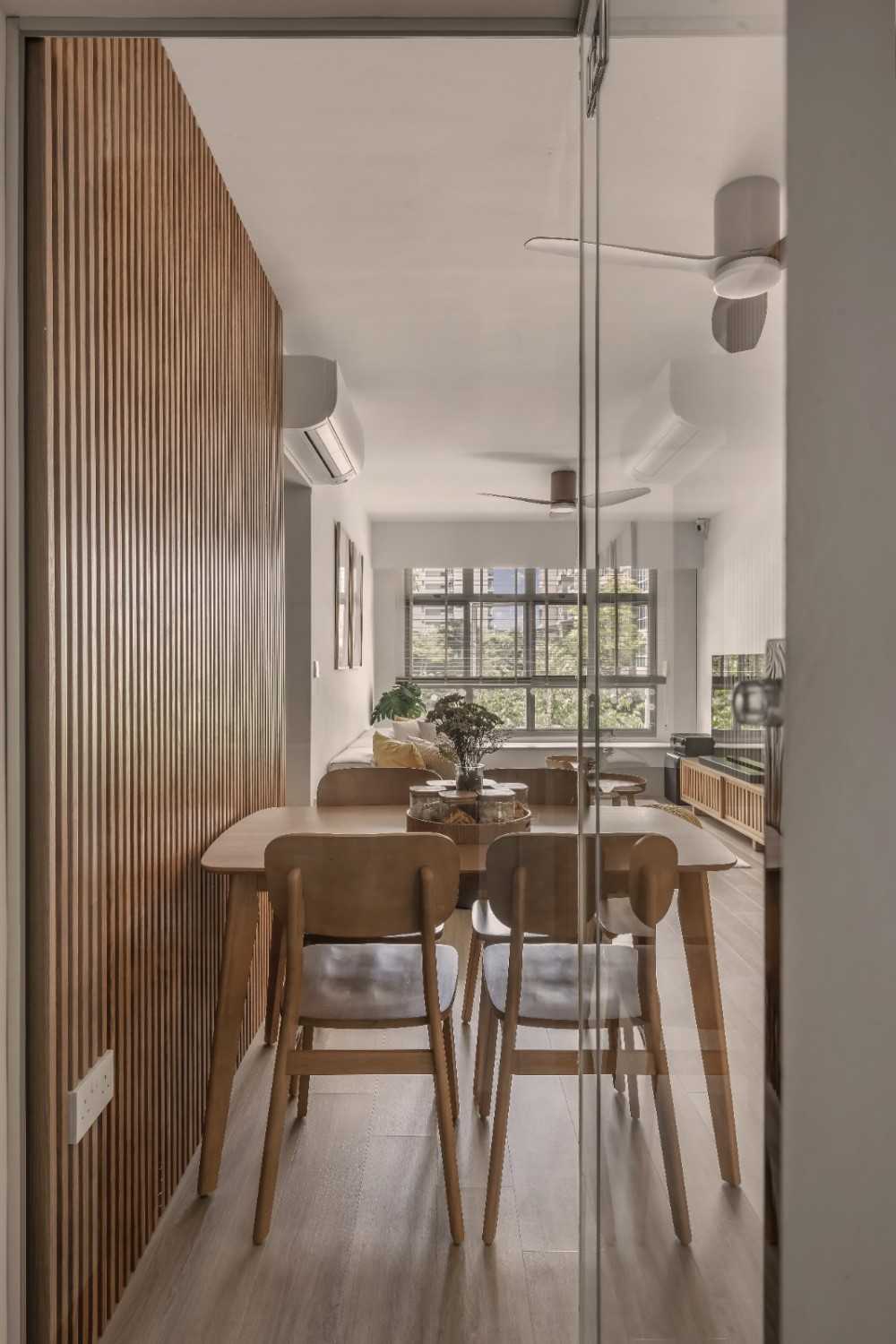 Scandinavian Dining Room with Chandelier and Dining Chairs