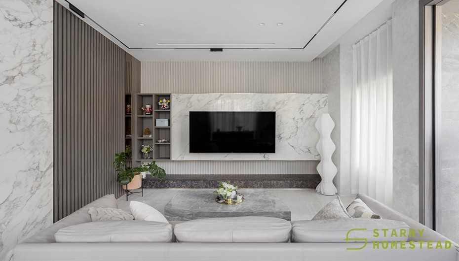Modern Living Room with Feature Wall and Flooring