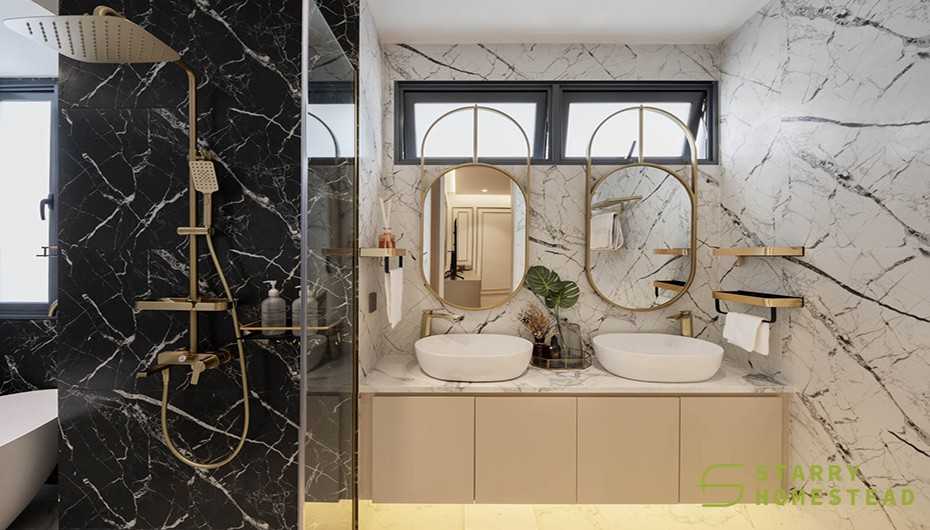 Modern Bathroom with Mirror and Vanity Counter