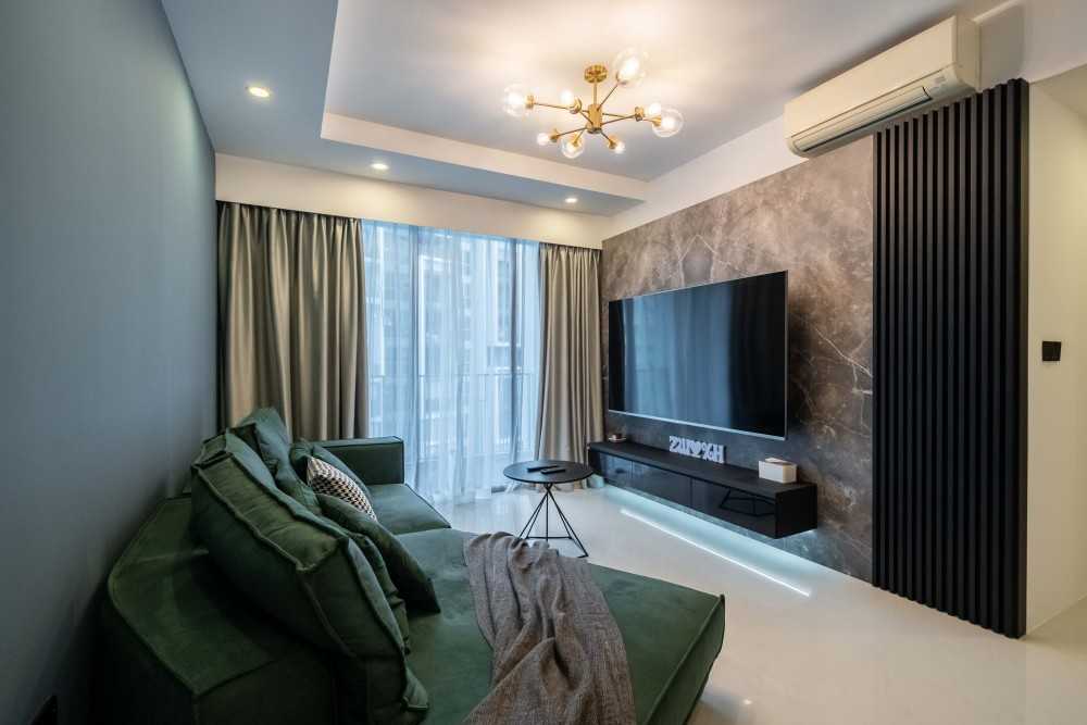 Modern Living Room with TV Console and Feature Wall