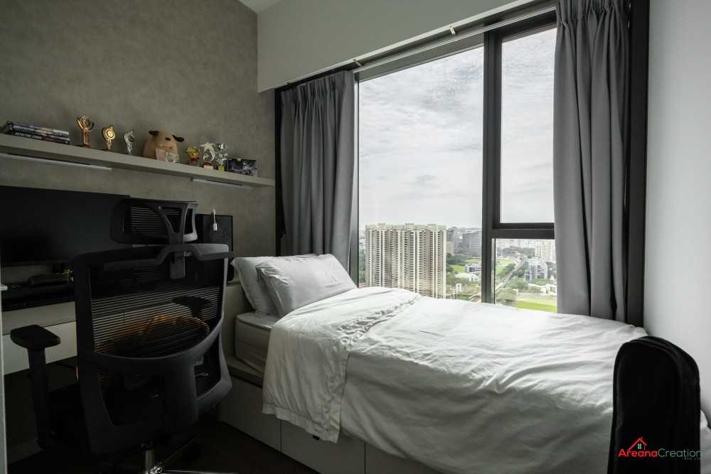 Modern Bedroom with Vinyl Flooring and Homogeneous Tiles