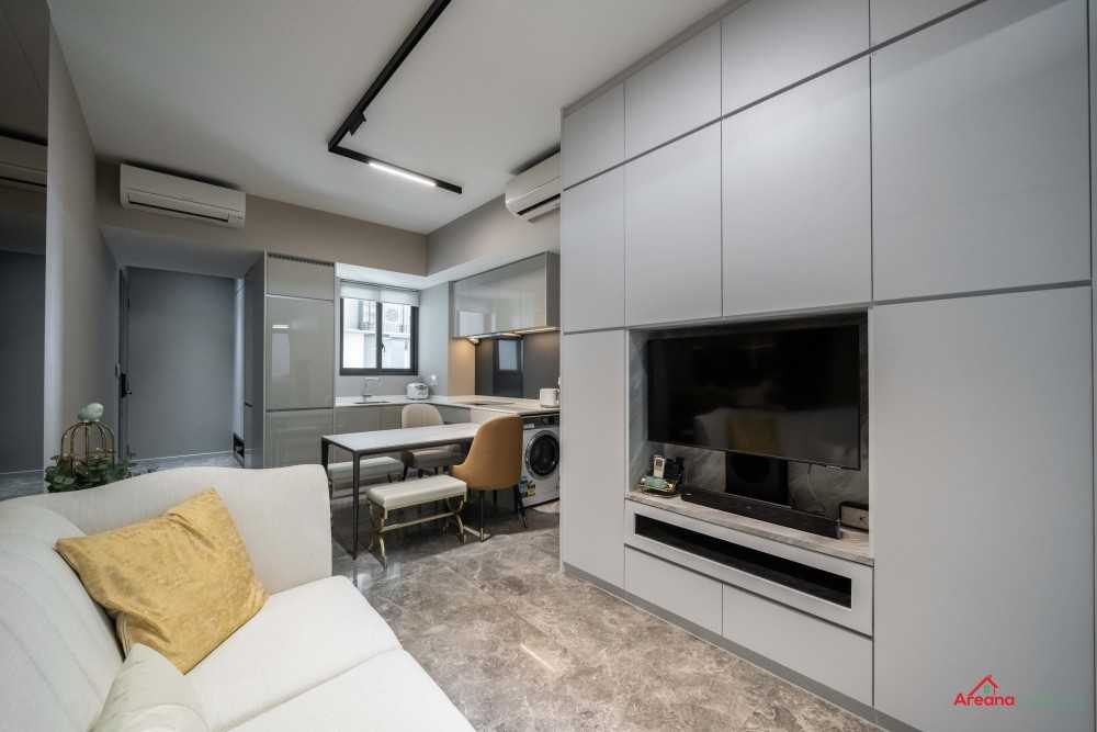 Modern Living Room with Paintings and TV