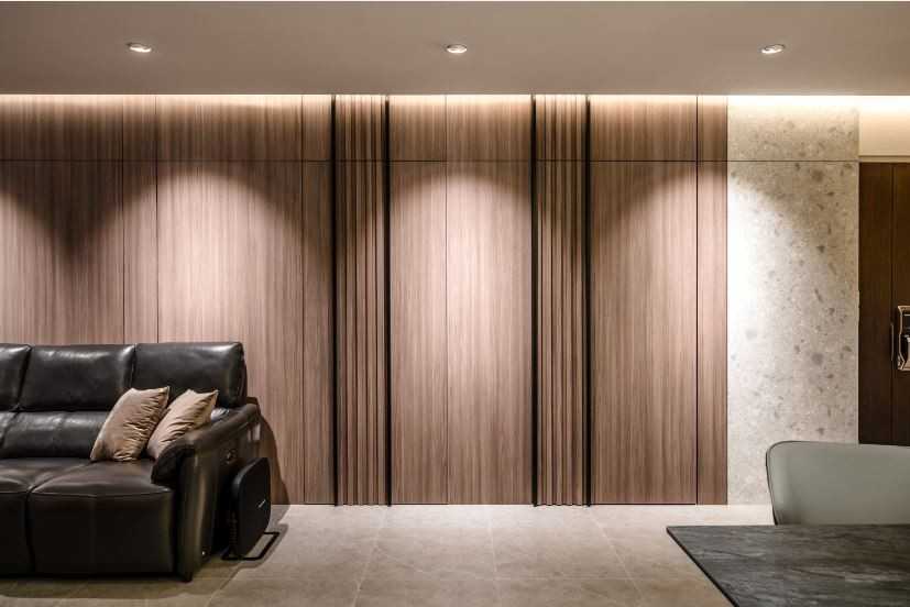 Modern Living Room with Feature Wall and Ceiling Light