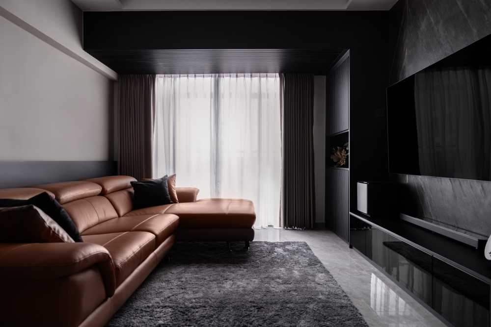Modern Living Room with TV Console and Feature Wall