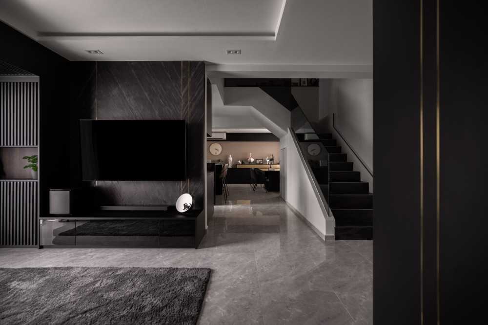 Modern Living Room with TV Console and Feature Wall
