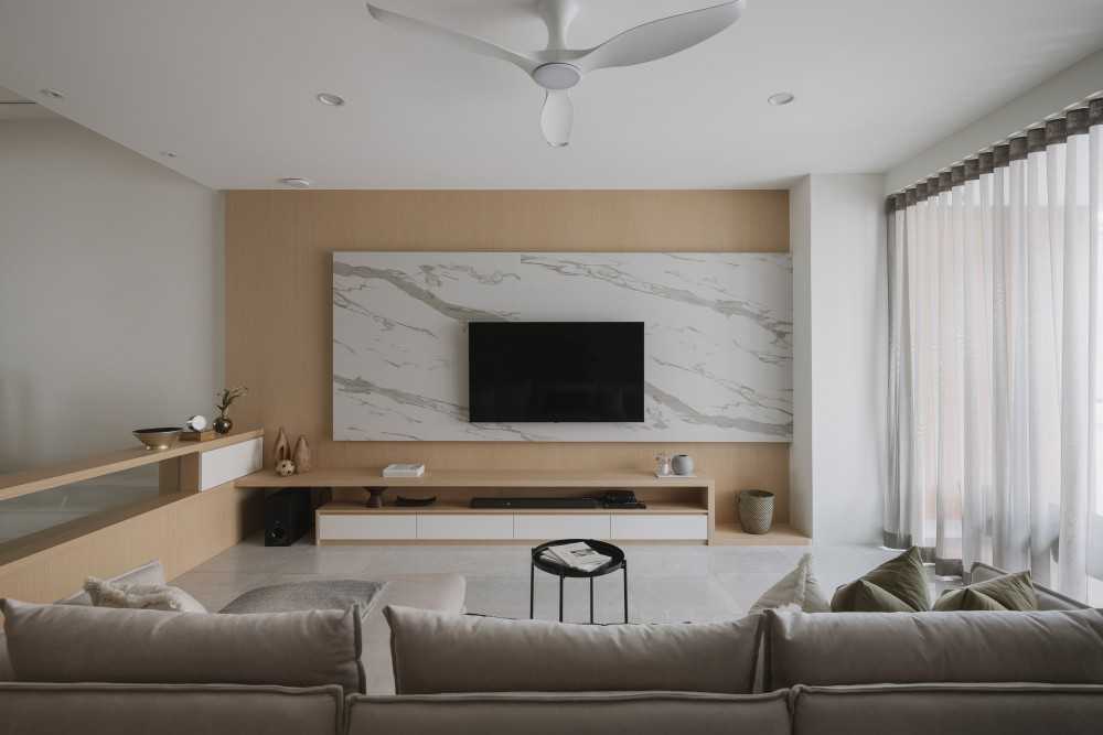 Modern Living Room with TV Console and Feature Wall