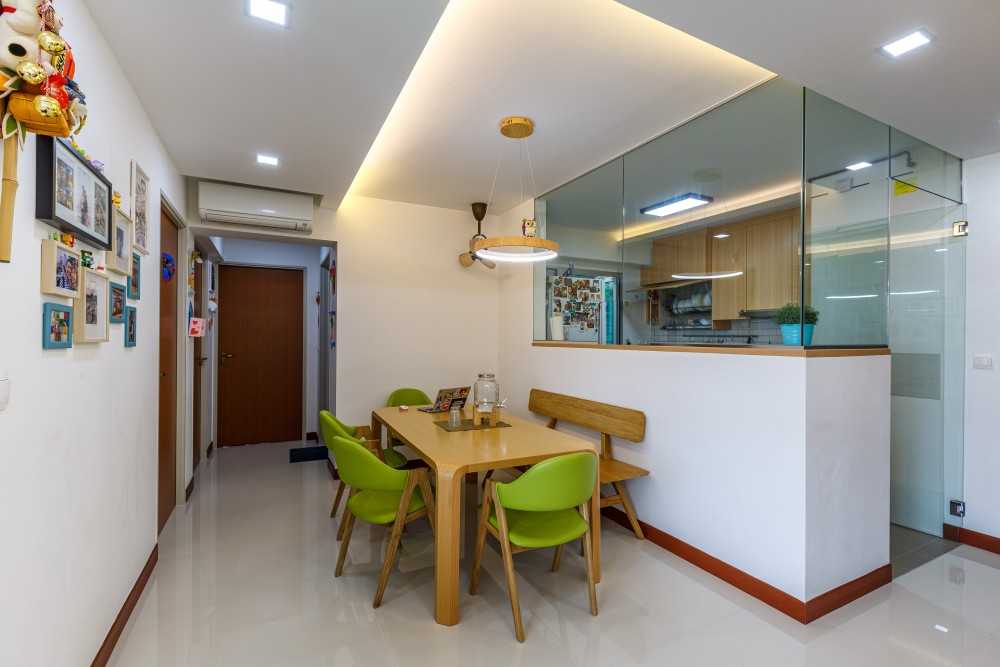 Scandinavian Dining Room with Downlights and Dining Table