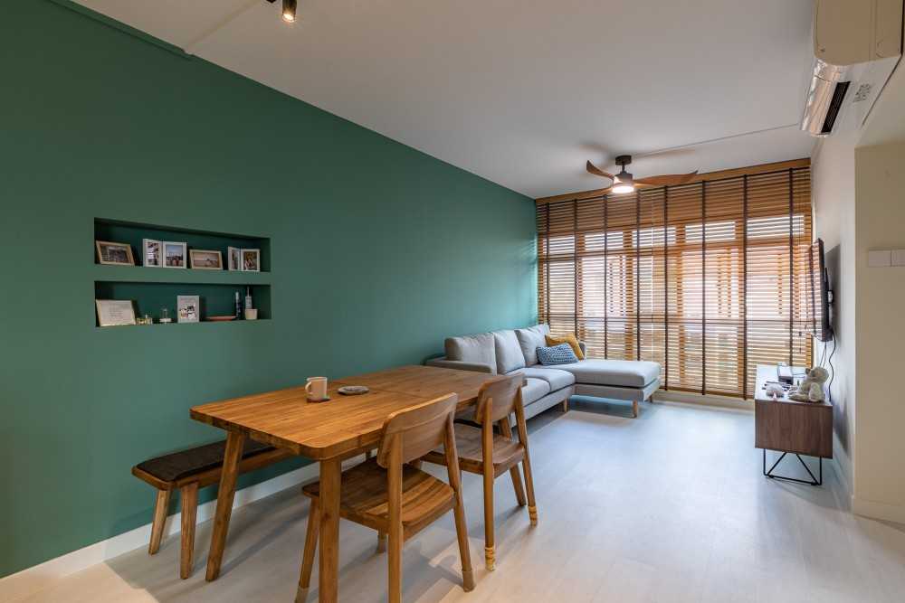 Scandinavian Dining Room with Downlights and Dining Table