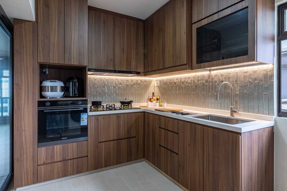 Scandinavian Kitchen with Countertop and Cupboard