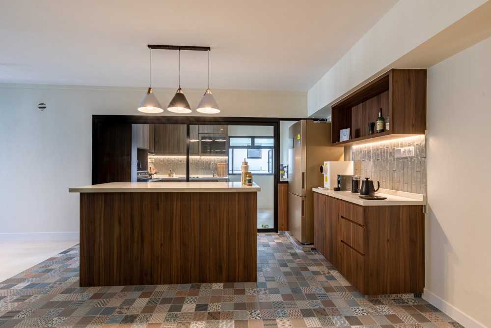 Scandinavian Kitchen with Countertop and Kitchen Island