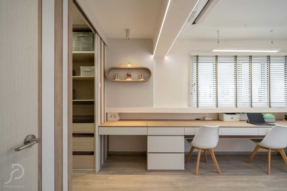 Scandinavian Bedroom with Vinyl Flooring and Herringbone Tiling