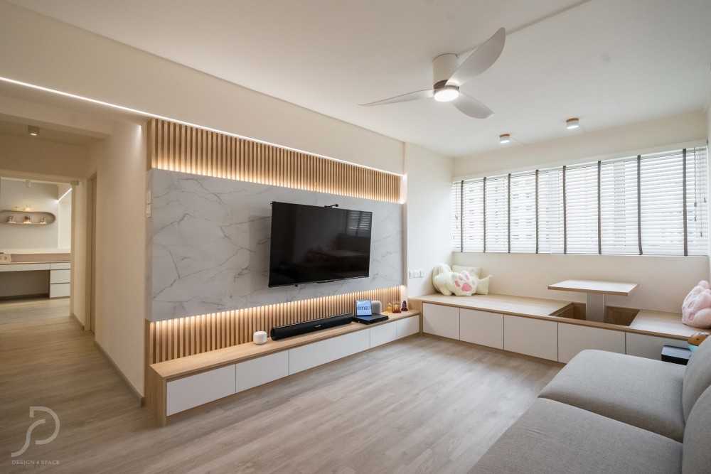 Scandinavian Living Room with Sofa and TV