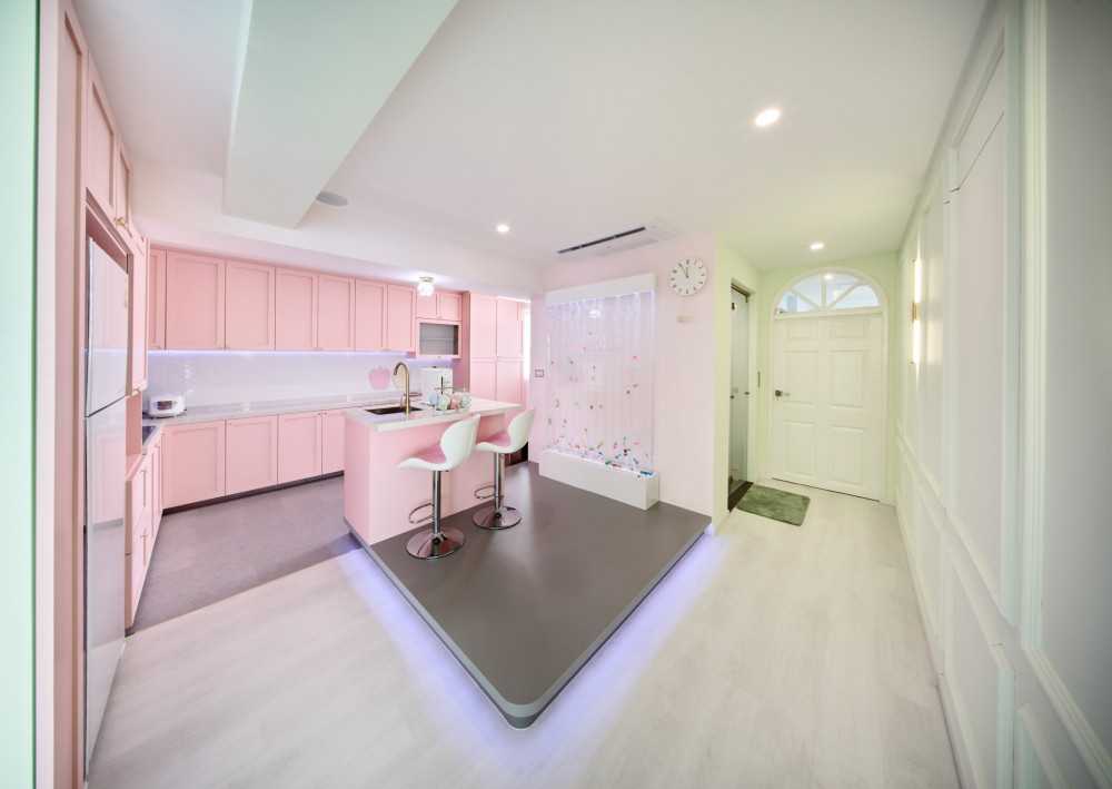Scandinavian Kitchen with Countertop and Vinyl Flooring