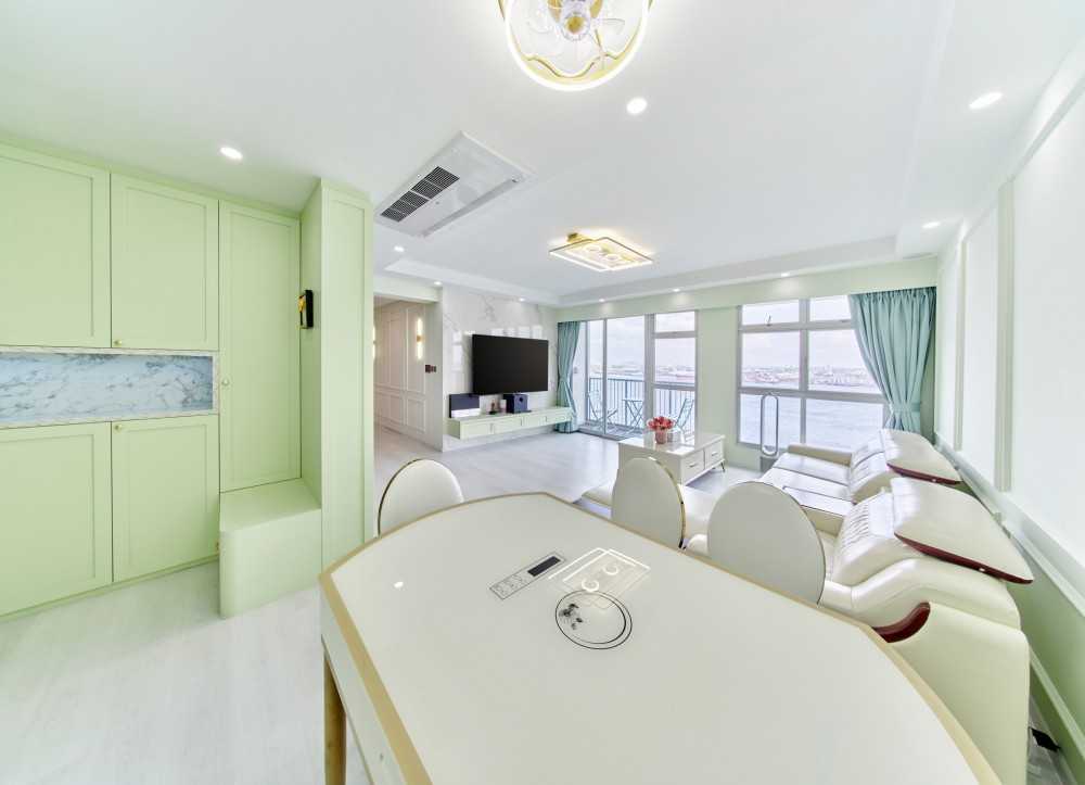 Scandinavian Dining Room with Drop Ceiling and Ceiling Light