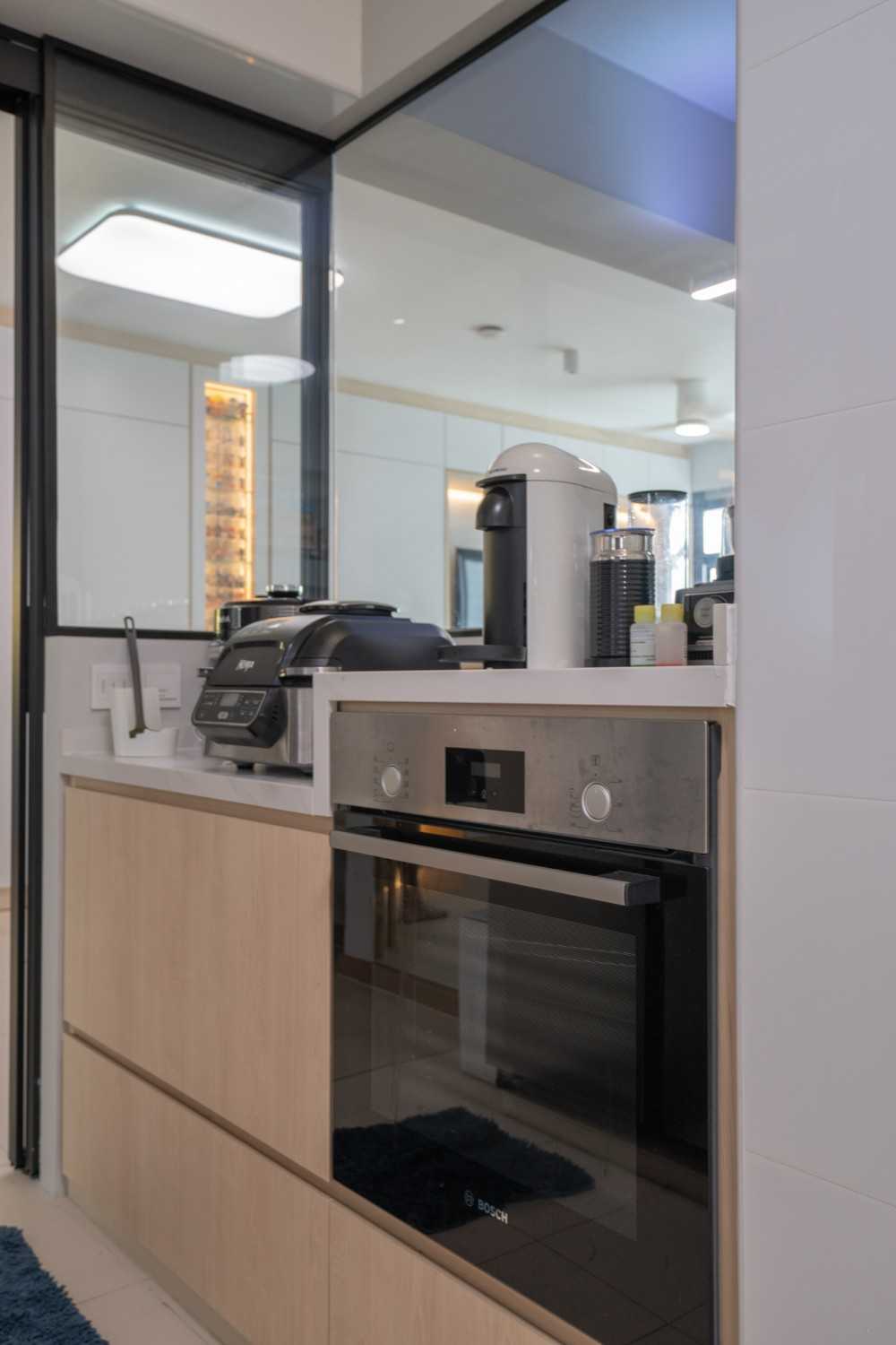 Scandinavian Kitchen with Countertop and Cupboard