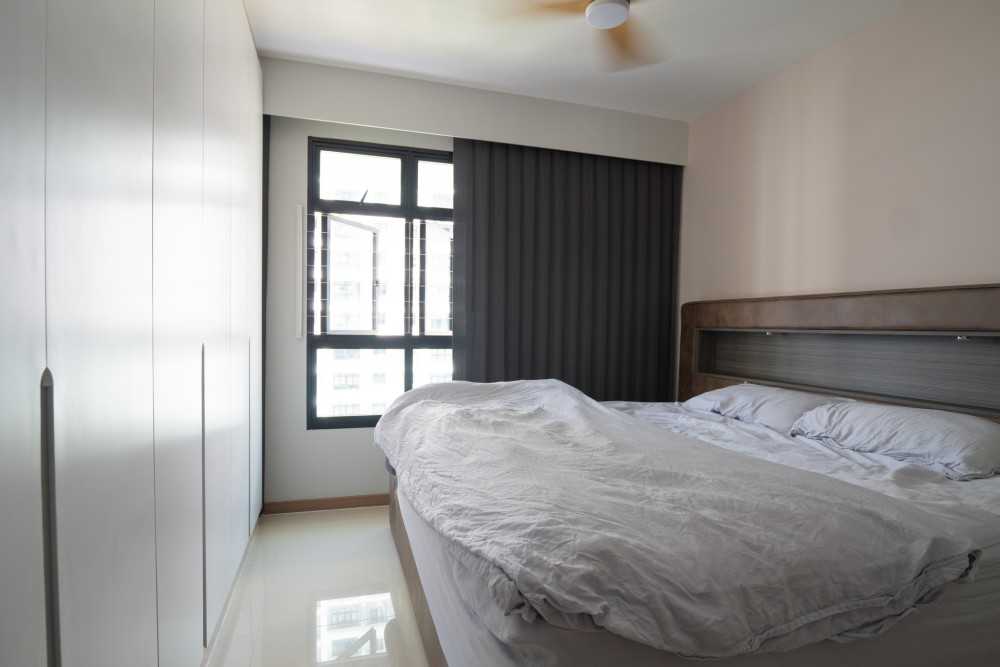 Scandinavian Bedroom with Wardrobe and Ceiling Fan
