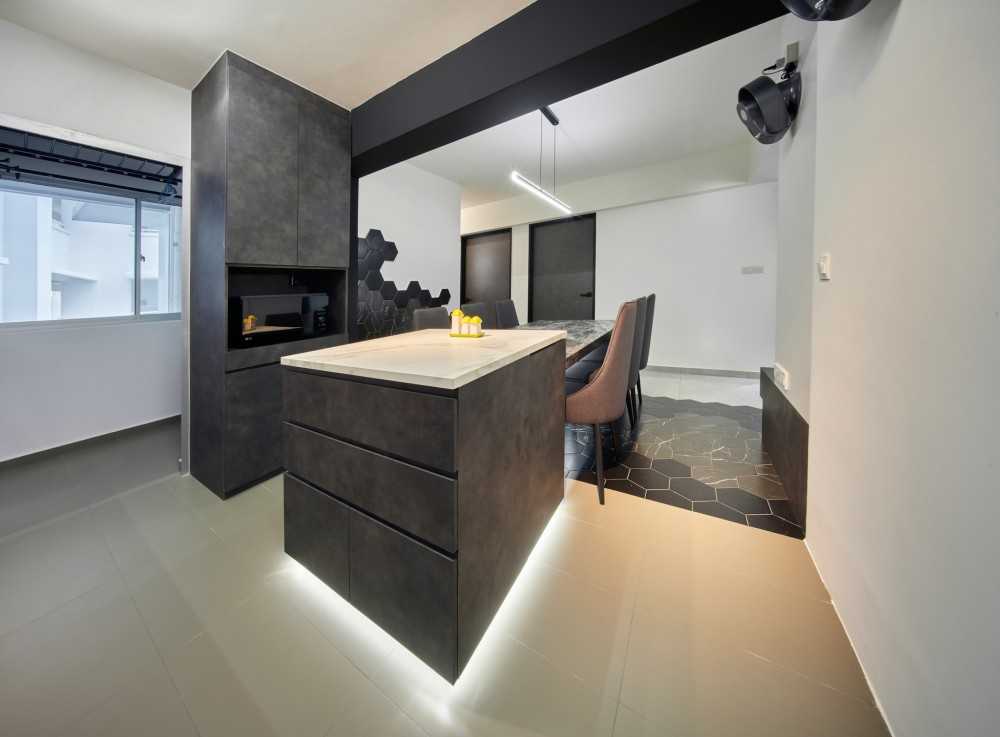 Modern Kitchen with Countertop and Kitchen Island