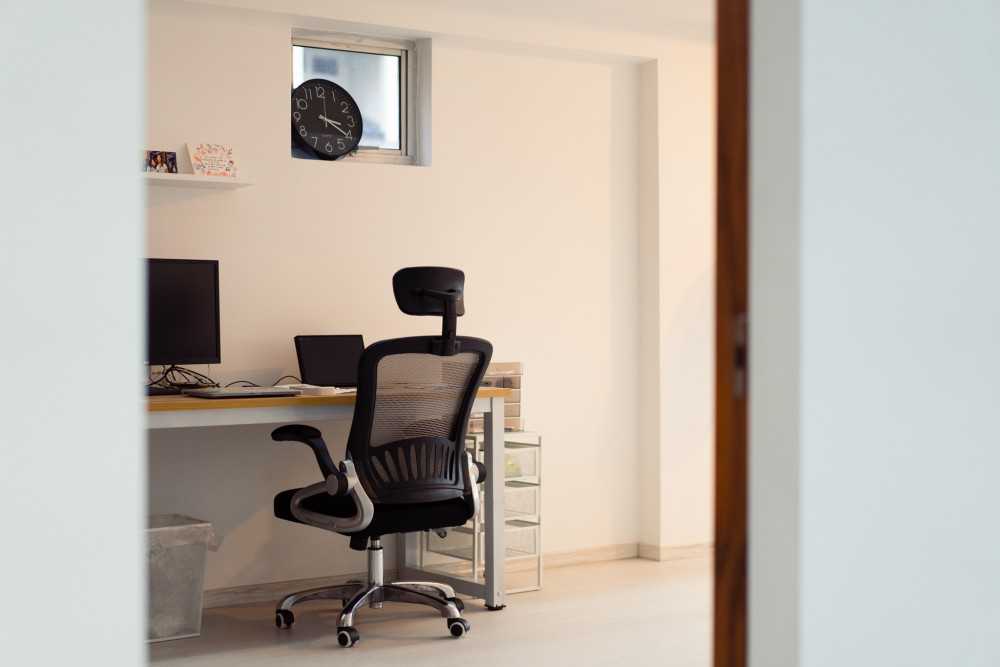 Minimalist Workstation with Desk Chairs and Drawer Units