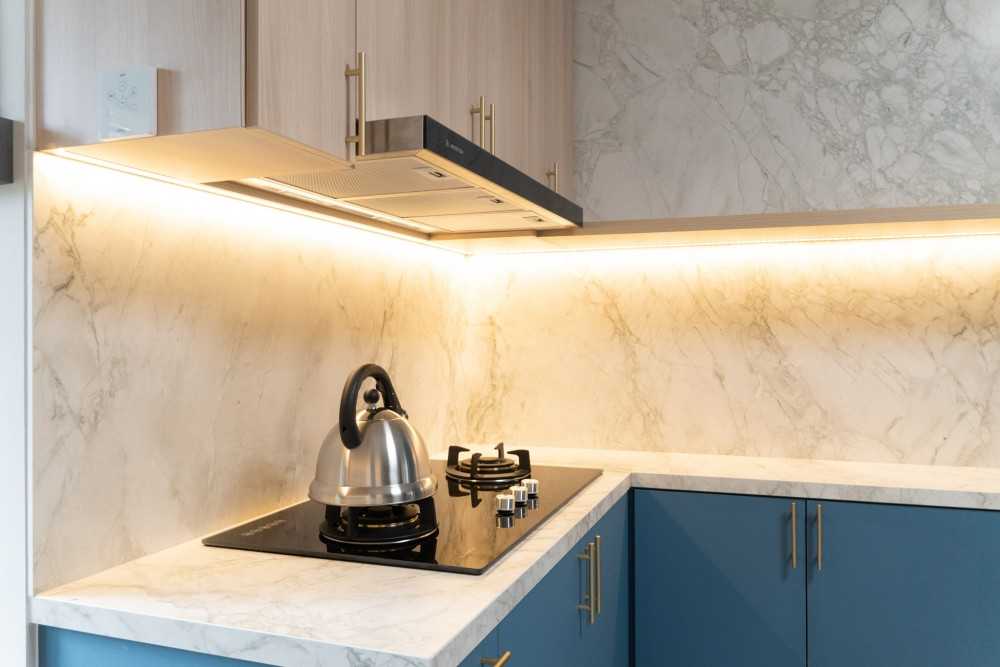 Scandinavian Kitchen with Countertop and Cupboard