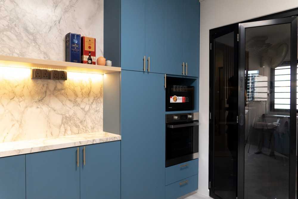 Scandinavian Kitchen with Countertop and Cupboard