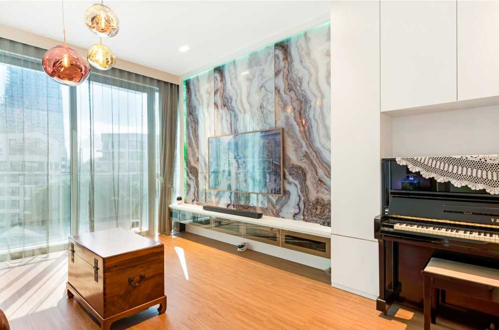 Modern Living Room with TV Console and Feature Wall